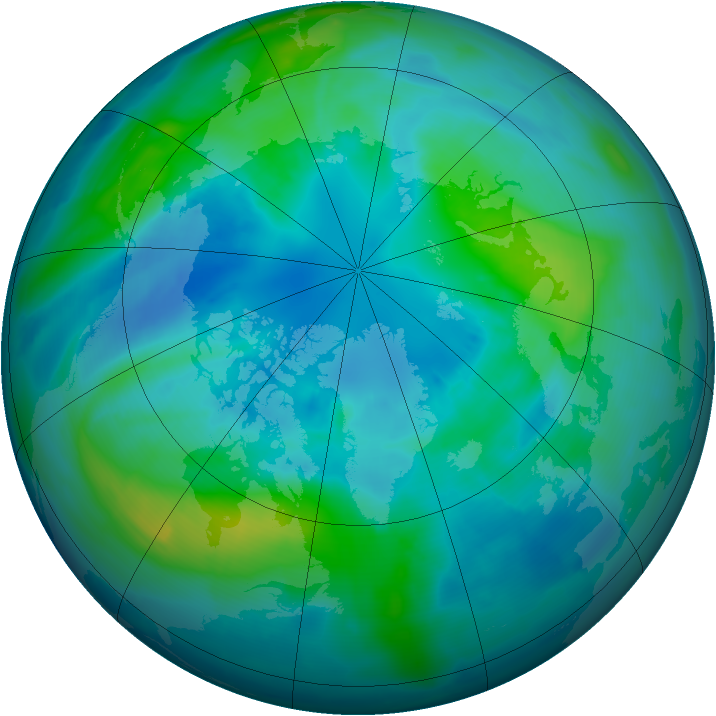 Arctic ozone map for 10 October 2009